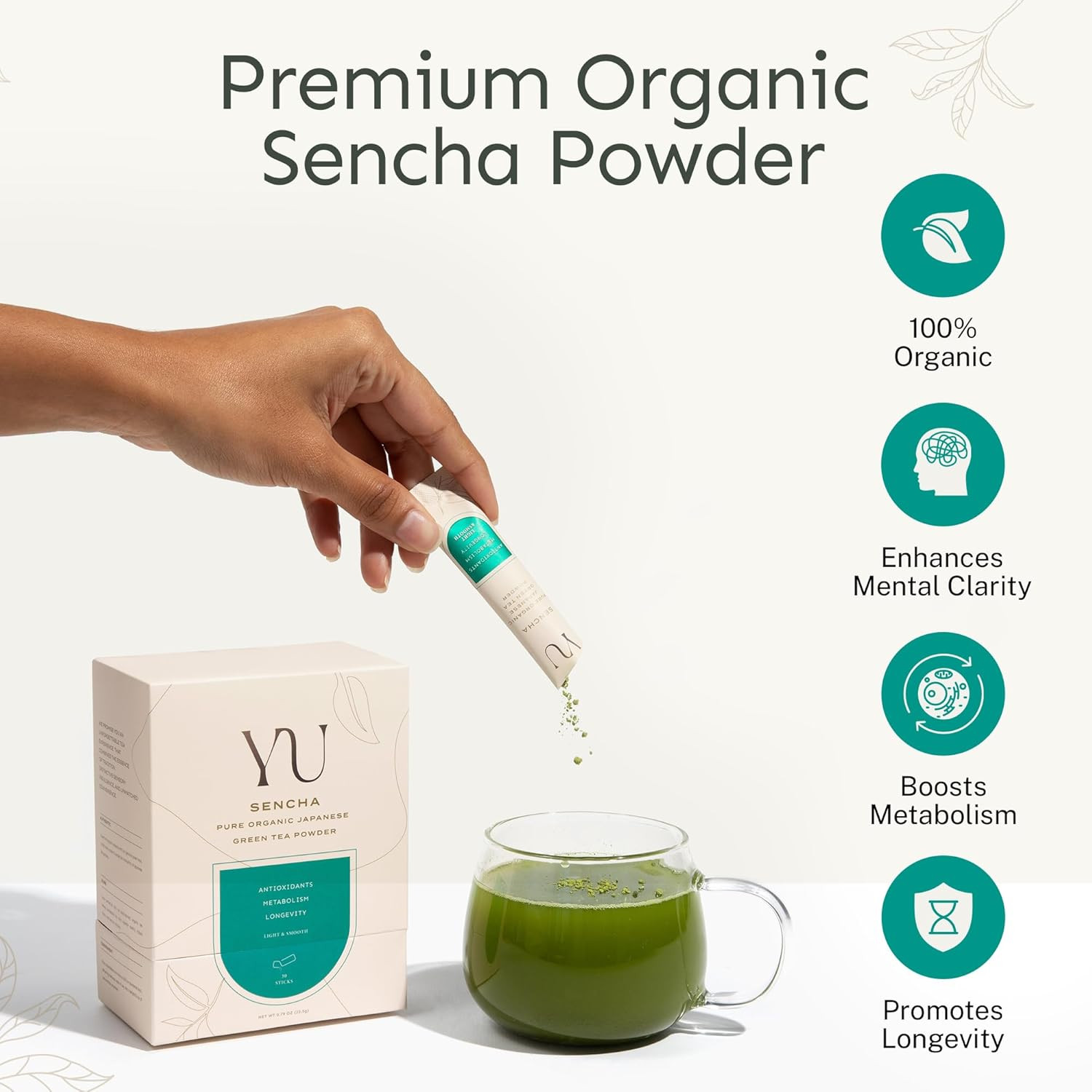 Organic Genmaicha & Sencha Green Tea Powder – 175 Servings, Resealable Pouch