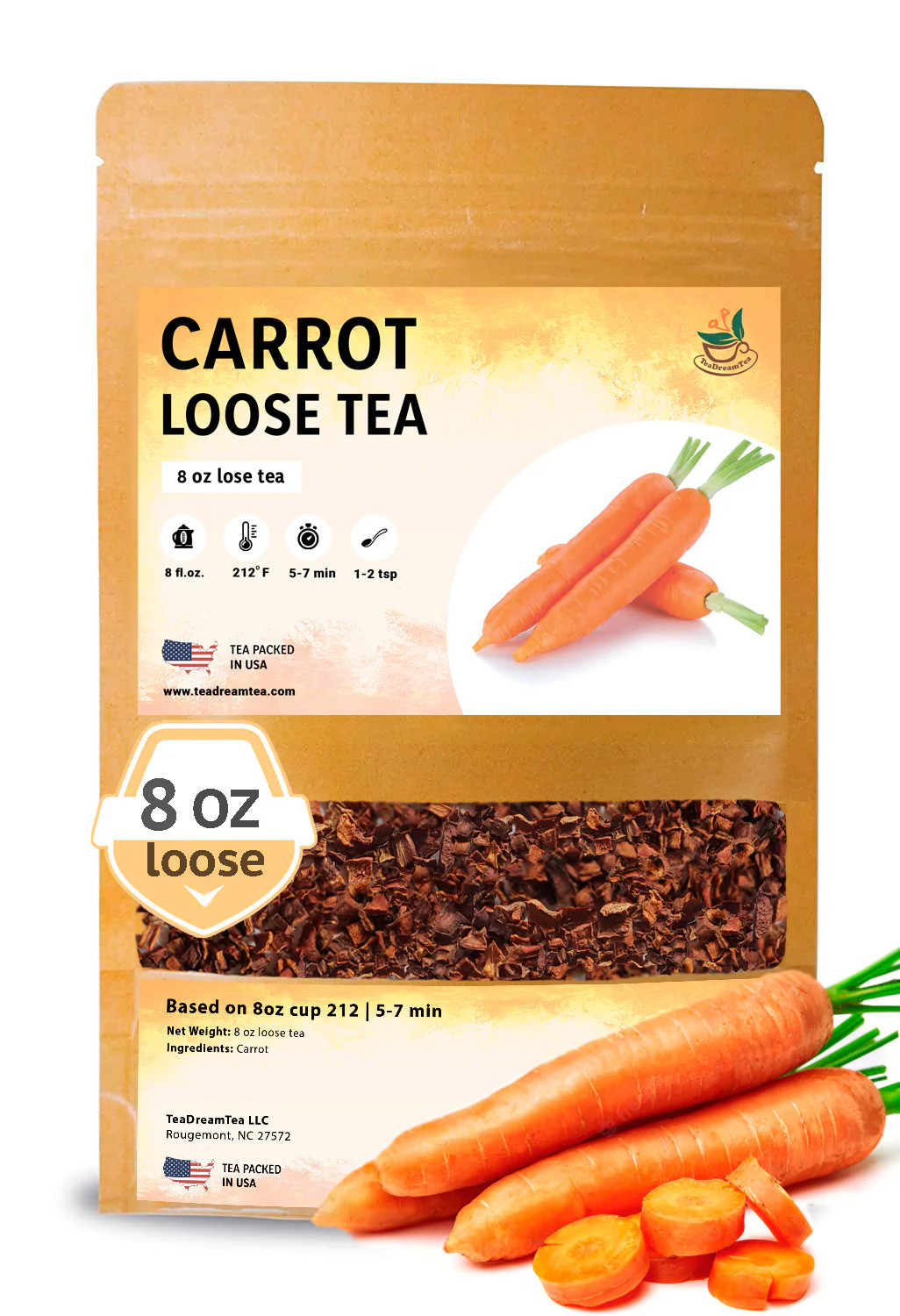 Carrot Herbal Tea- Loose Leaf, Nutrient-Packed Brew for Vitality/ TeaDreamTea