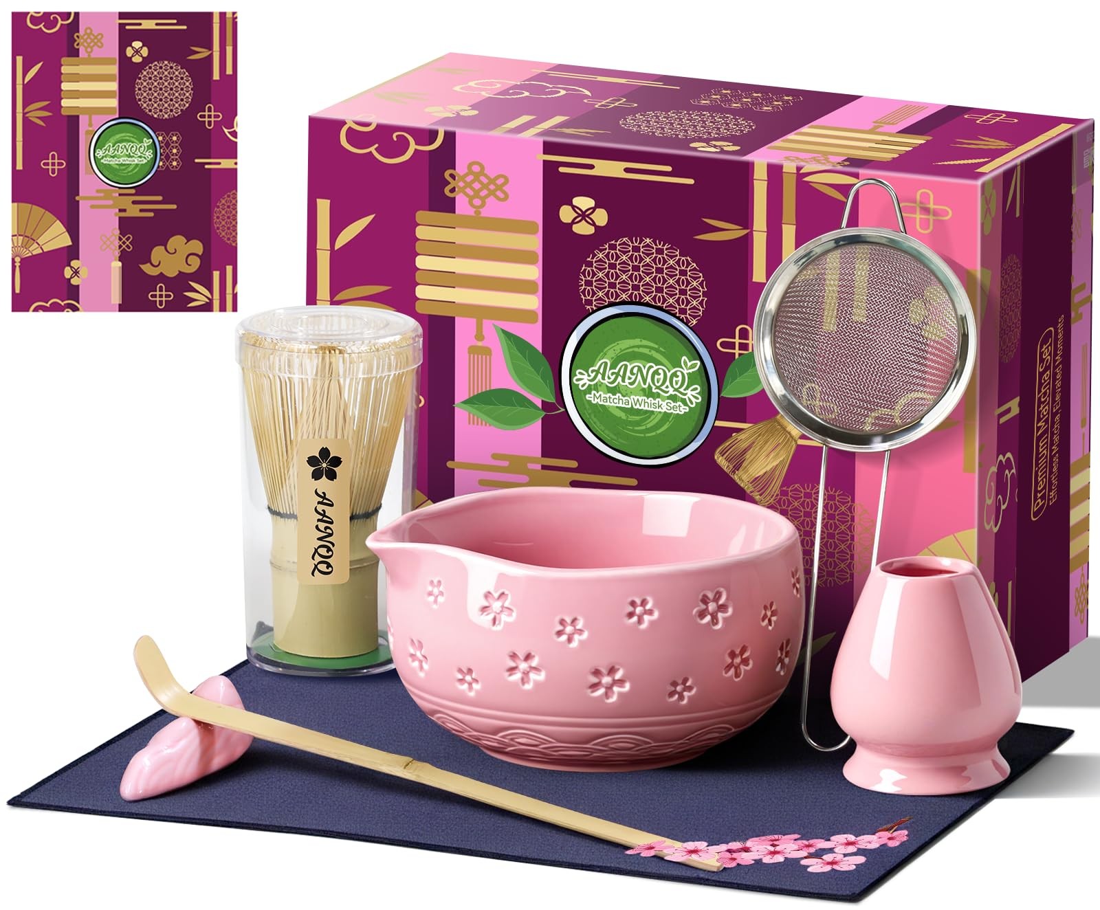 Matcha Whisk Set Pink: 7 Pcs Matcha Set Matcha Kit for Ceremony – Tradition T…