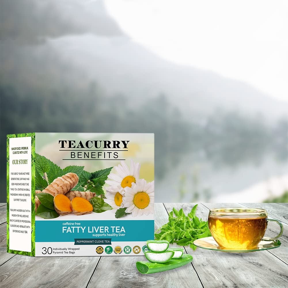 TEACURRY Fatty Liver Tea (1 Month Pack, 30 Tea Bags) – Helps With Fatty Liver