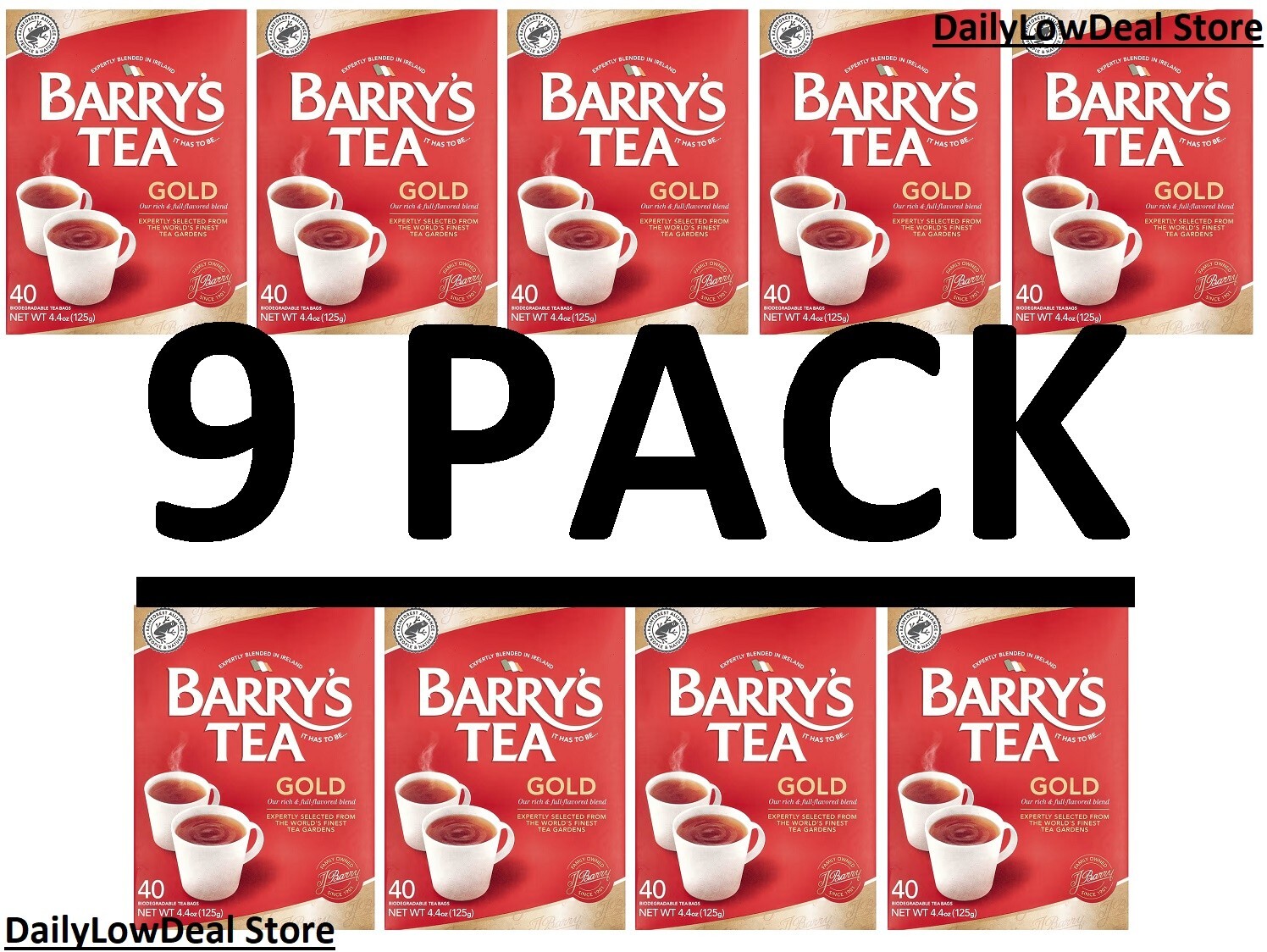 9 PACK – Barry’s Tea, Gold Blend, 40 Tea Bags (Total 360 Tea Bags) FAST SHIP!!