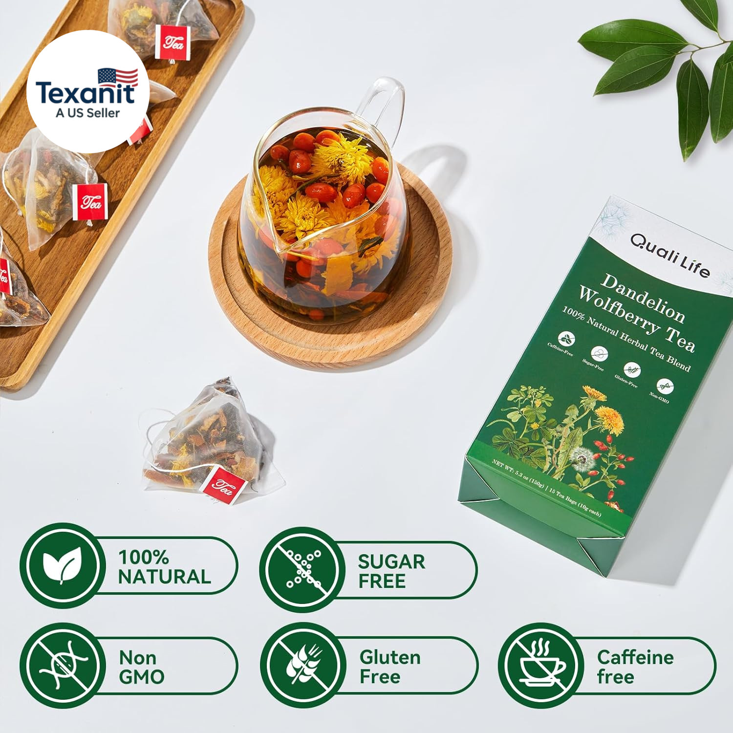 Dandelion Wolfberry Tea – Liver & Kidney Detox Herbal Tea, Summer Cleanse with C
