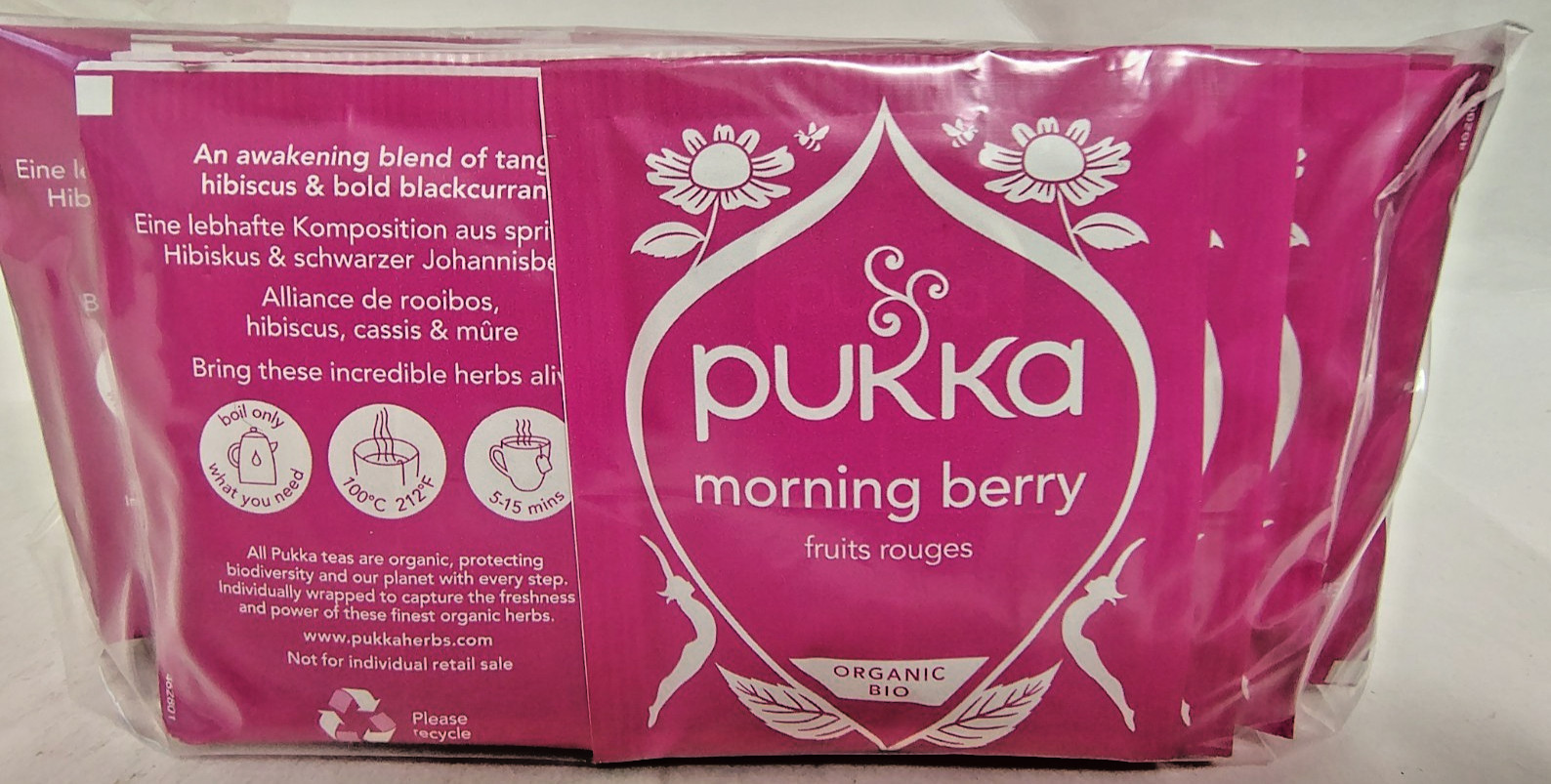 PUKKA Morning Berrty Tea, Organic, Caffeine Free, BB 3/28, Lot of 70 Bags