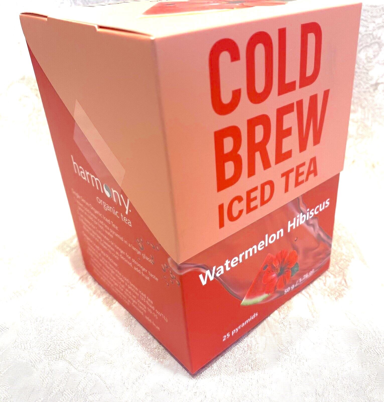 ICED TEA Cold Brew WATERMELON HIBISCUS GREEN w/ Matcha 25 Bags Harmony Organic