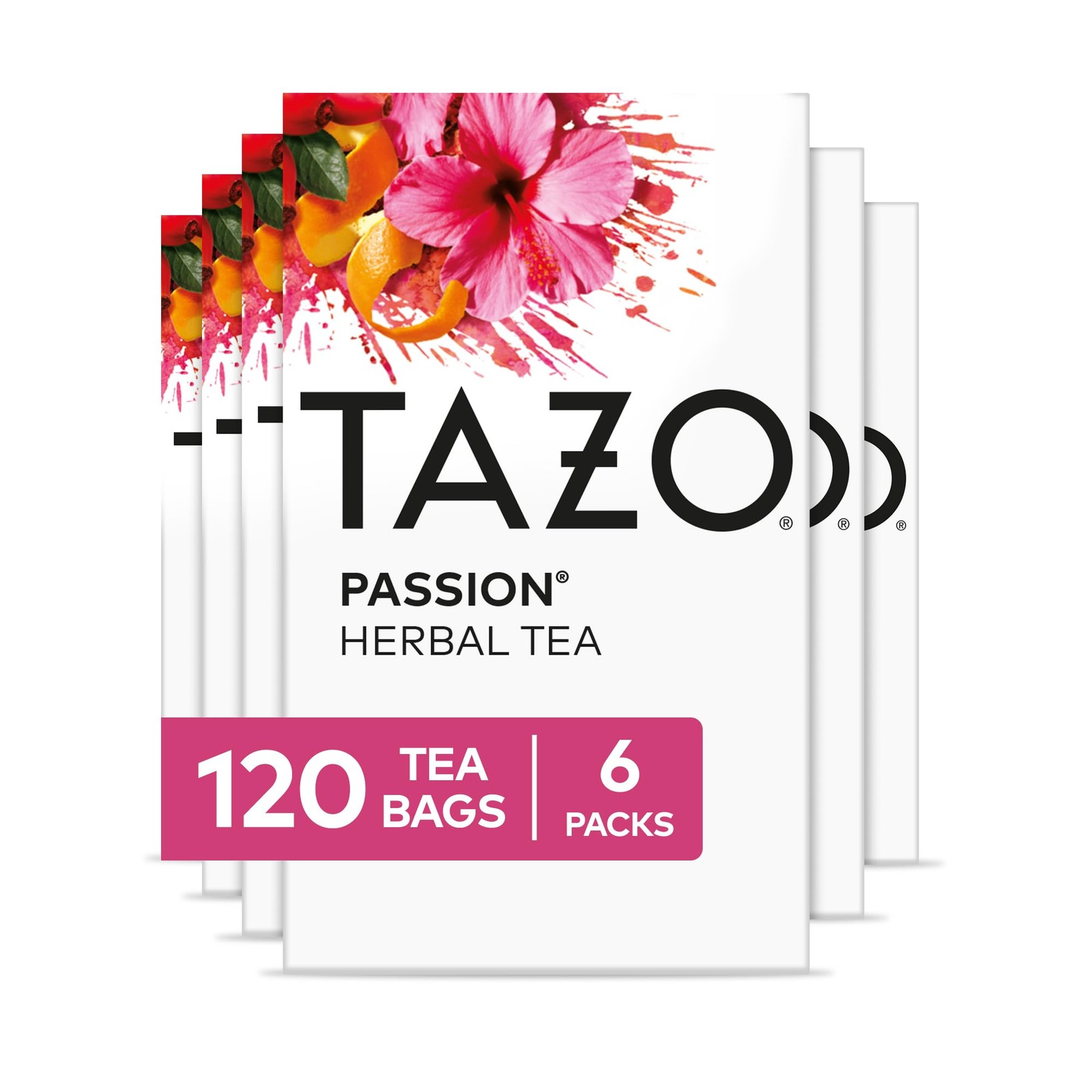 Caffeine-Free Passion Herbal Tea Bags, 120 Count – Hot or Iced, Pack of 6