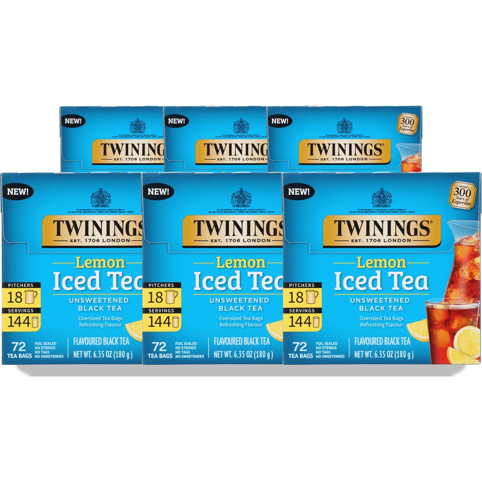 Twinings Unsweetened Black Tea Lemon Iced 72 Bags 6.35 Oz 180 G 6 Pack