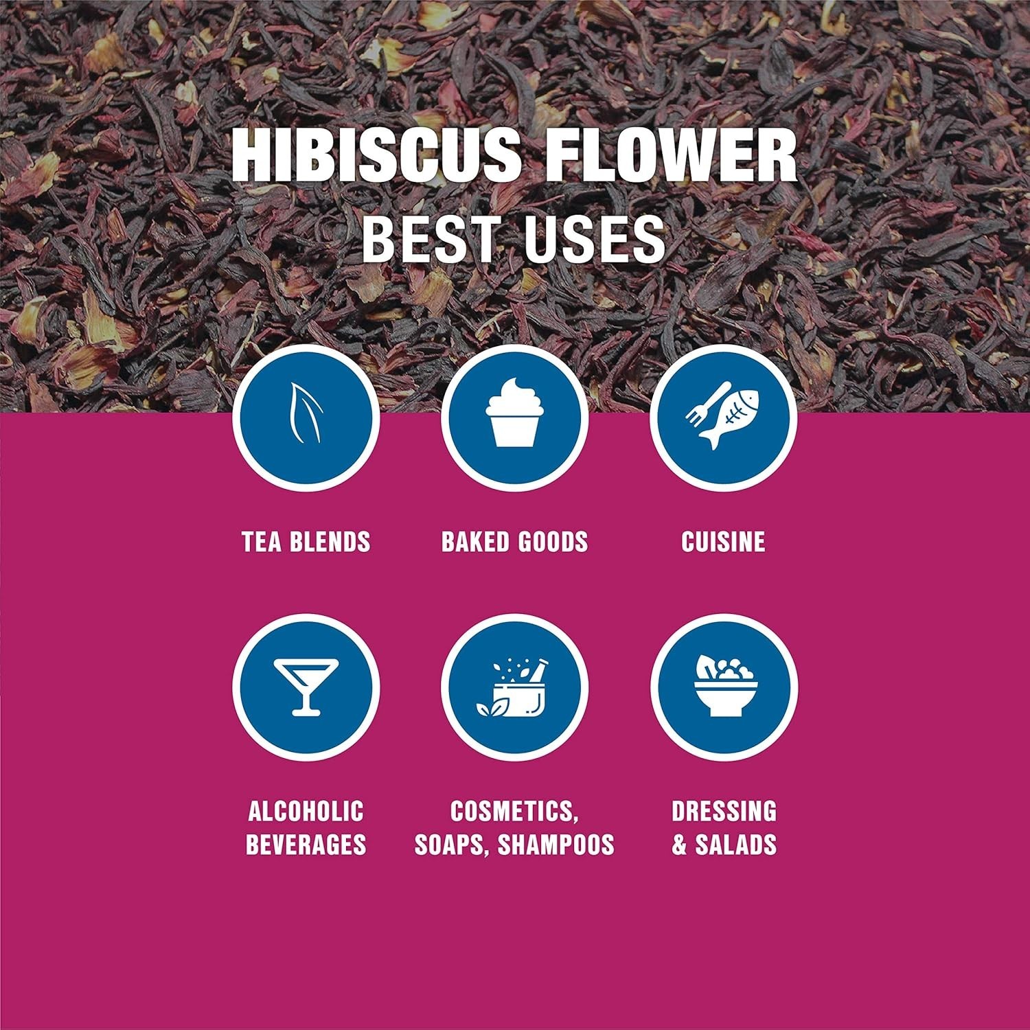 200 Cups Loose Leaf Hibiscus Tea Dried Flowers Resealable Bulk Pouch 16oz