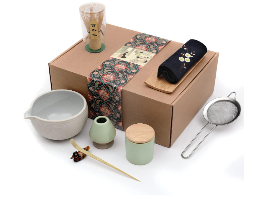 Japanese Matcha Tea Set, Matcha Bowl with Pouring Spout, Matcha Whisk, Tea Scoop