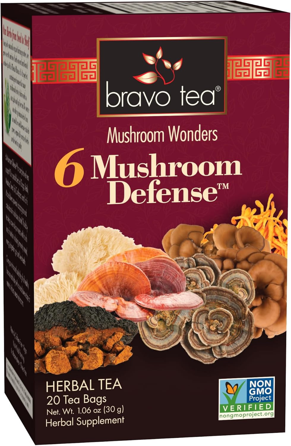 6 Mushroom Defense Herbal Tea, Caffeine Free 20 Tea Bags, 1 Count