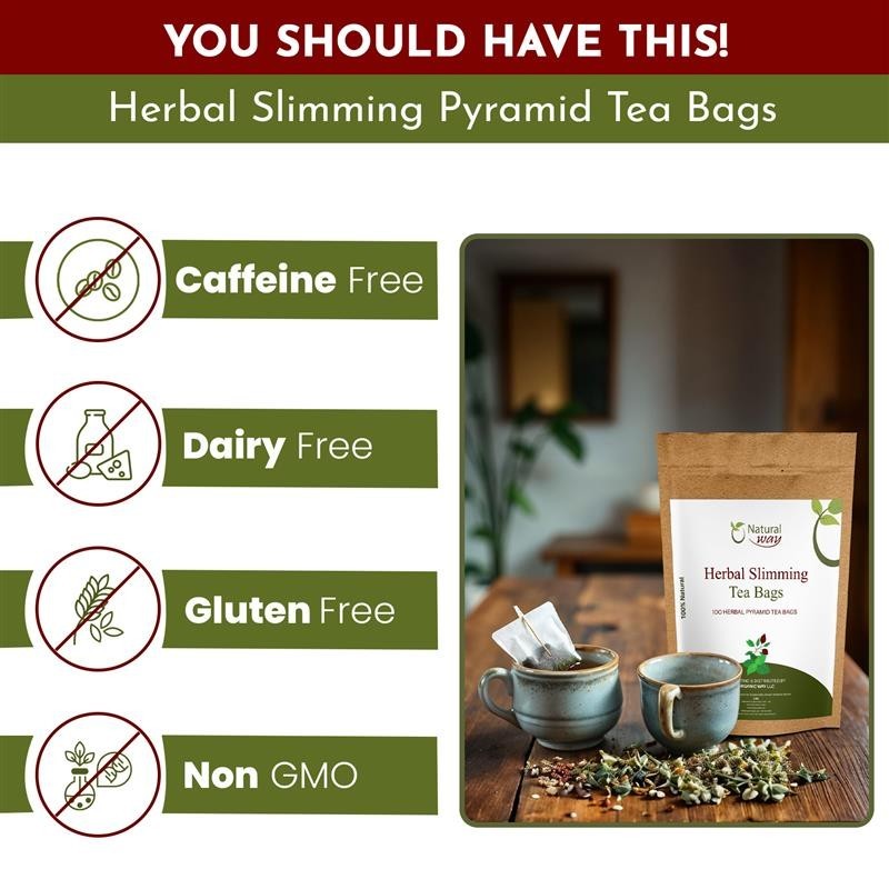 Pyramid Herbal Slimming Tea Bags | ECO Conscious Packaging | 9 Oz (Pack of 100)