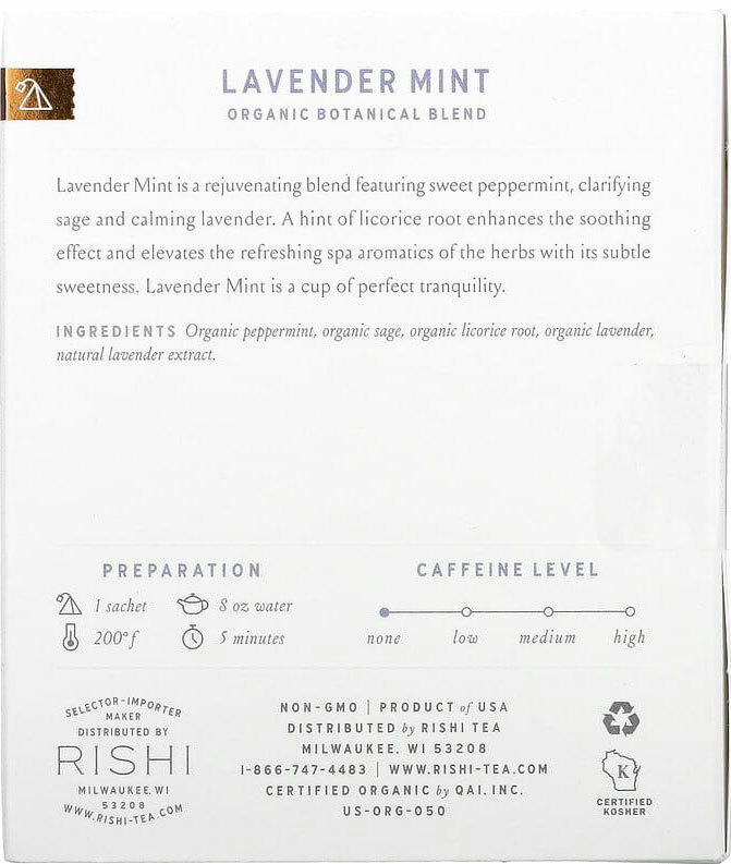 Rishi Tea Lavender Mint Tea – 15 sachets (Pack of 2)