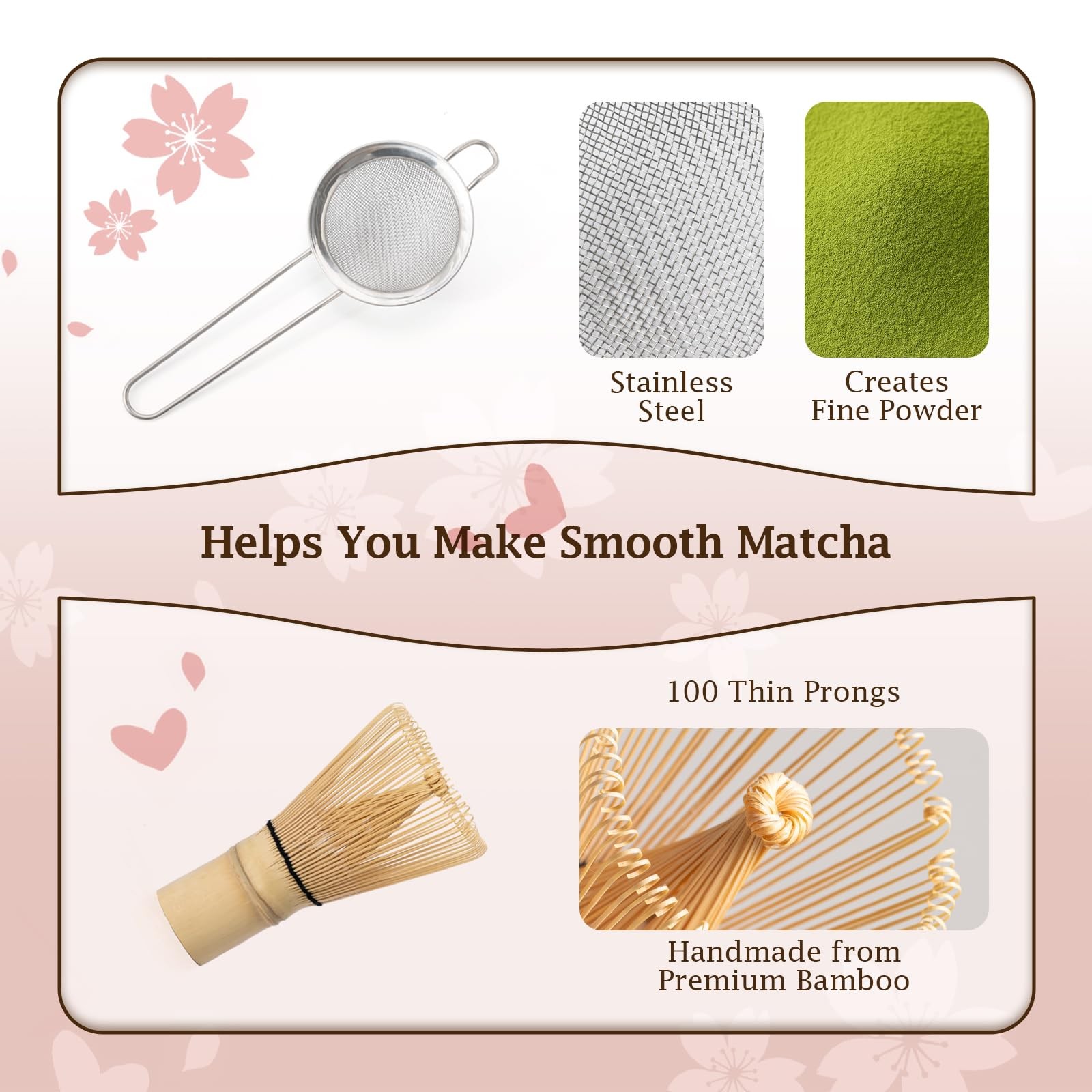 7 Pcs Matcha Whisk Set, Includes Heart Shaped Matcha Bowl with Spout, Holder …