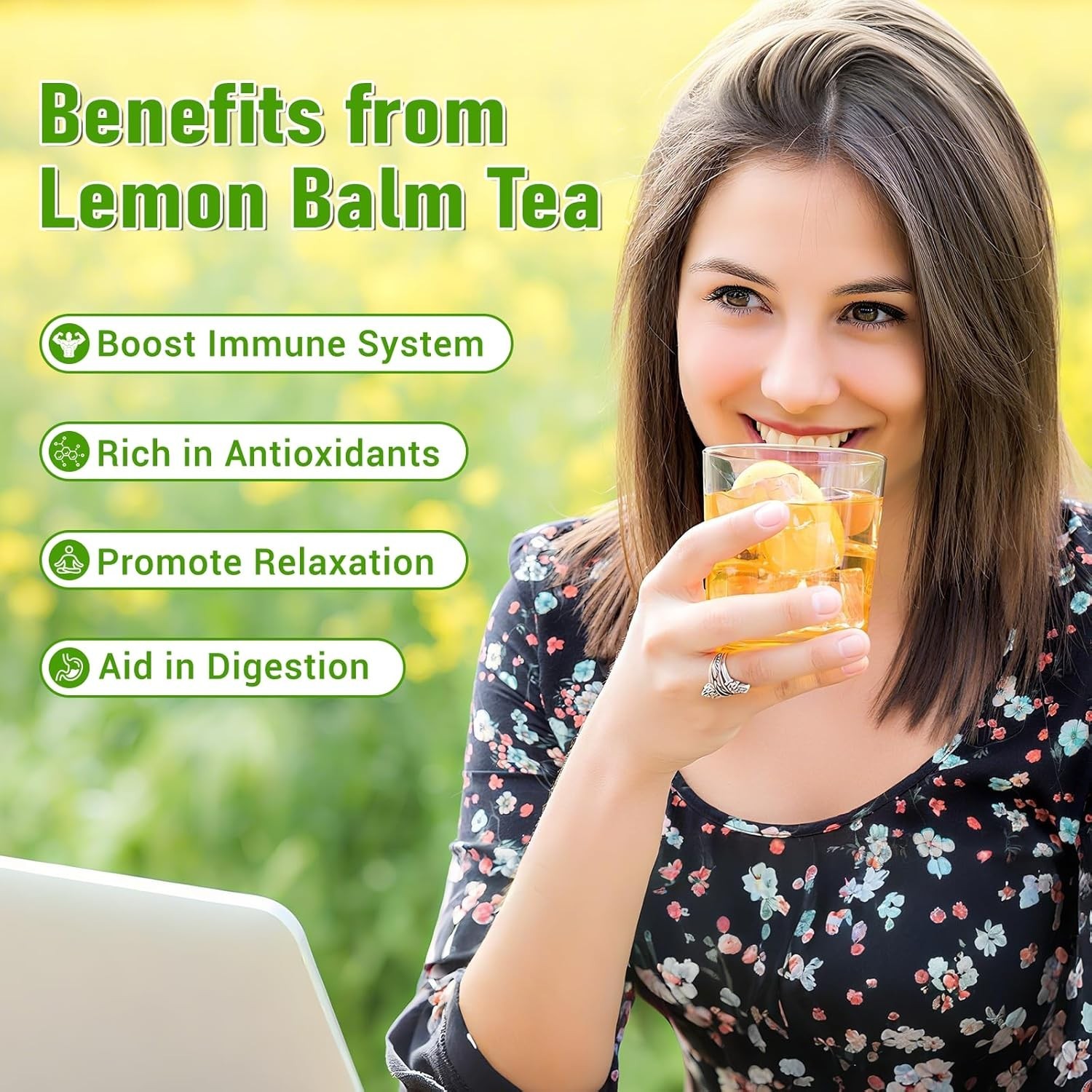 Lemon Balm Tea, 100% Pure & Natural Lemon Balm Leaves Herbal Tea Bags, Promotes