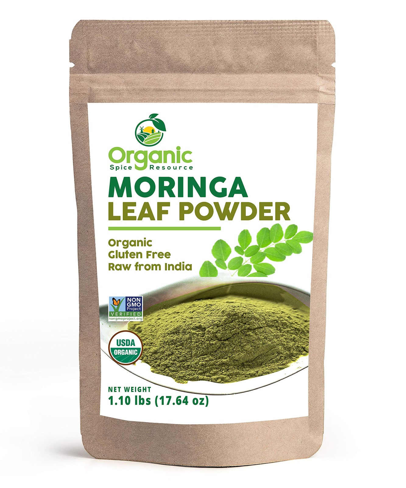 USDA Organic Moringa Powder 1.10 lbs – Non-GMO, Kosher, Halal, 100% Raw Natural