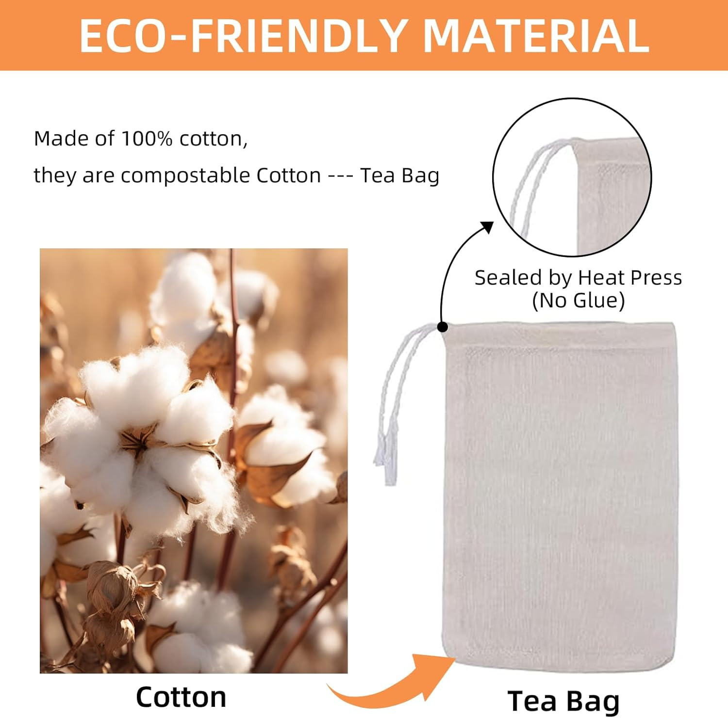 3 X 4 Inch Drawstring Tea Bag Muslin Mesh Tea Bags Reusable Tea Infusers Tea Fil