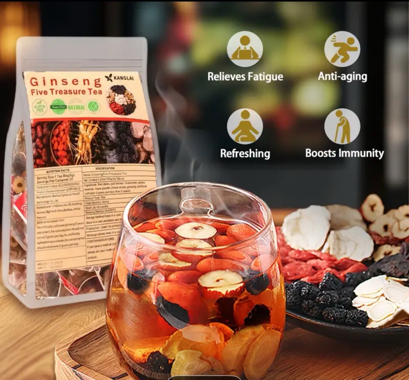 Ginseng Five Treasure Tea – 75 Premium Tea Bags
