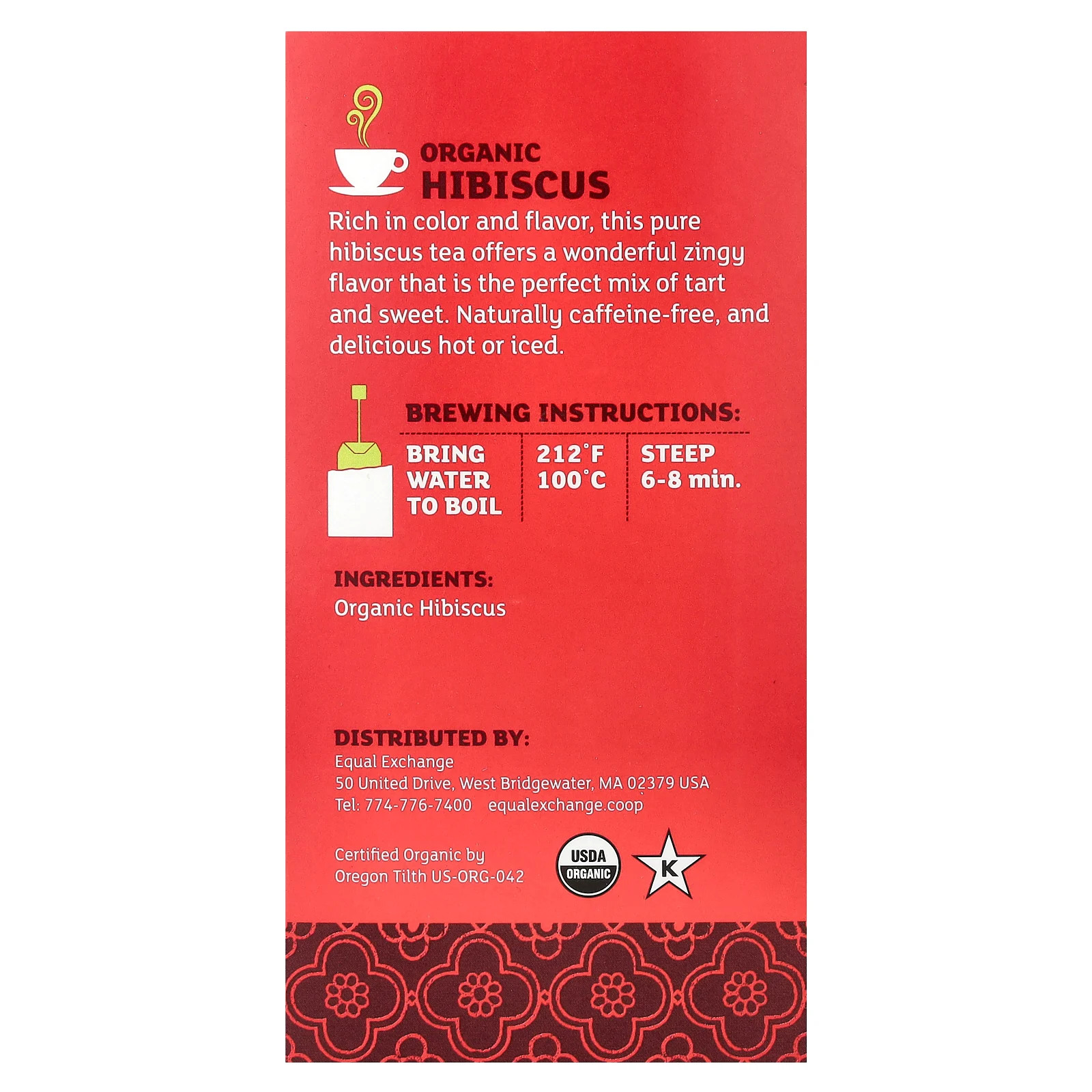 Organic Hibiscus Herbal Tea, Caffeine-Free, 20 Tea Bags, 1.41 oz (40 g)