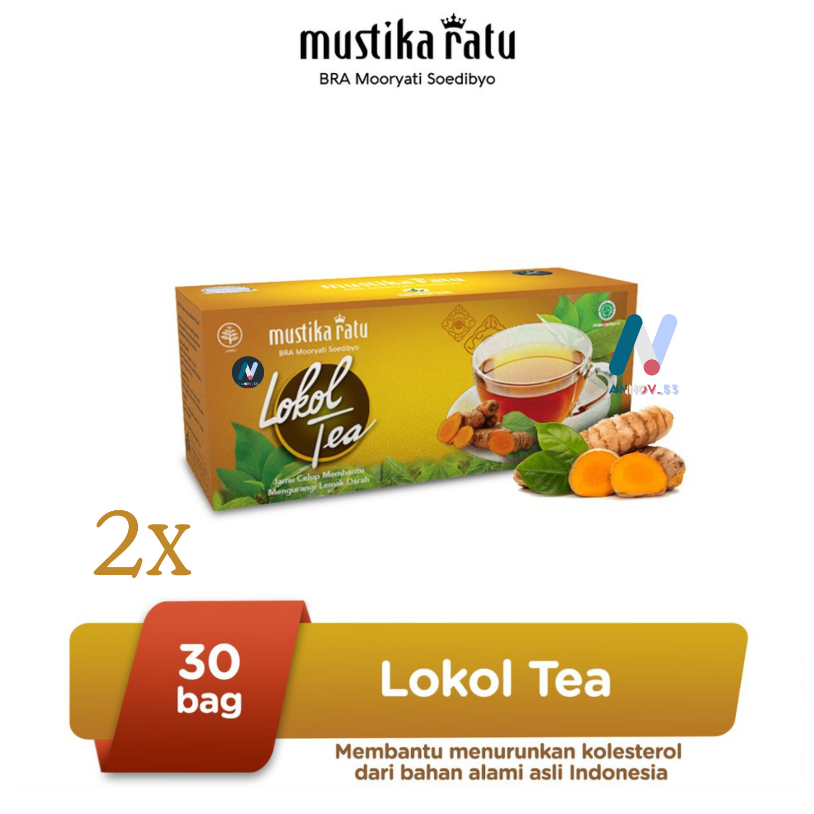 MUSTIKA RATU Lokol Tea Herbal Turmeric Curcumin Lower Cholesterol Healthy 2Pax