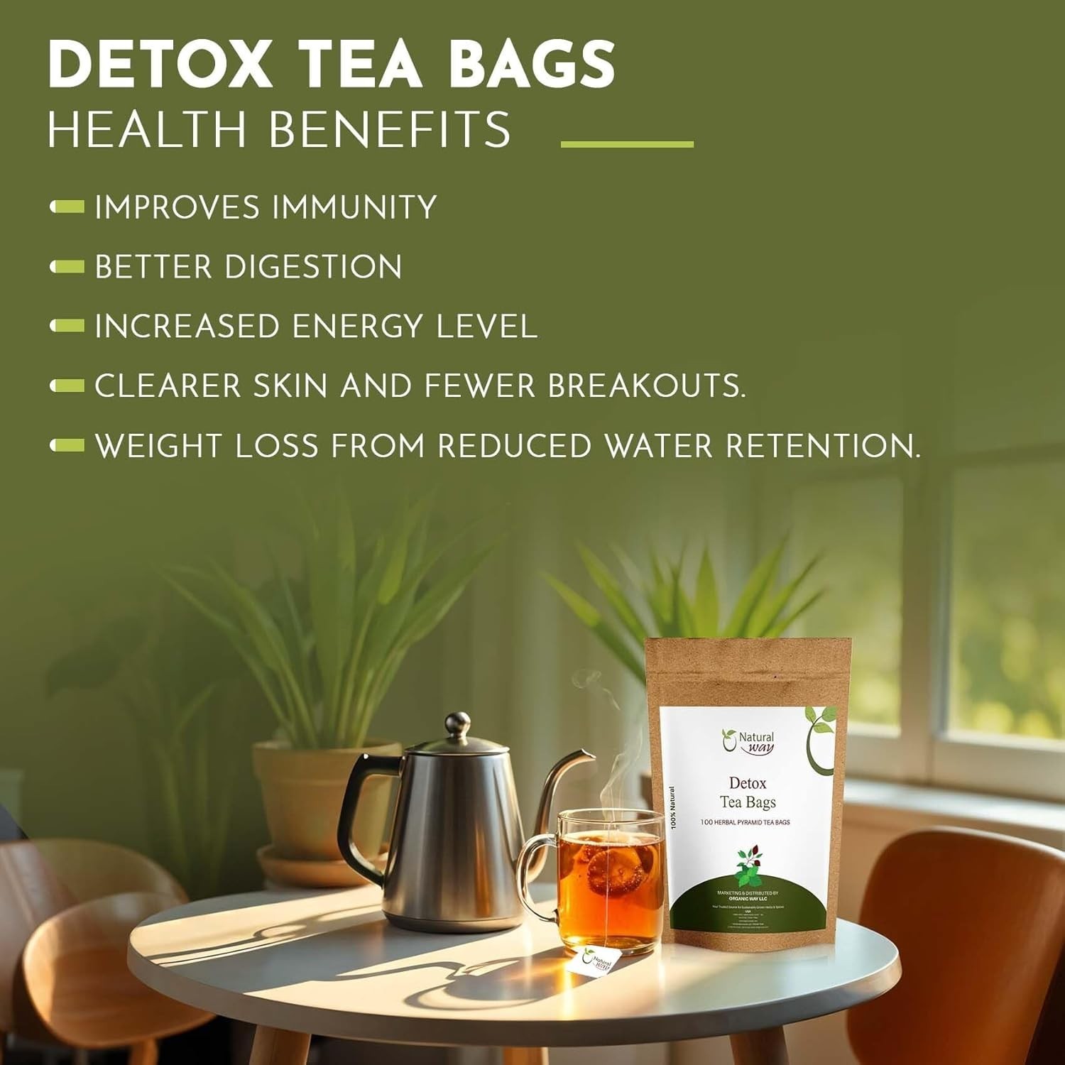 Pyramid Detox Tea Bags | ECO Conscious Packaging, 9 Oz (pack of 100)