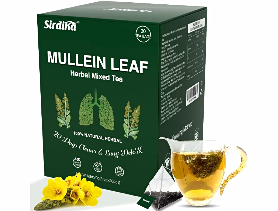 Sirdika Mullein Leaf Herbal Mixed Mint Tea Bags 20 Ct Caffeine Free Non-GMO