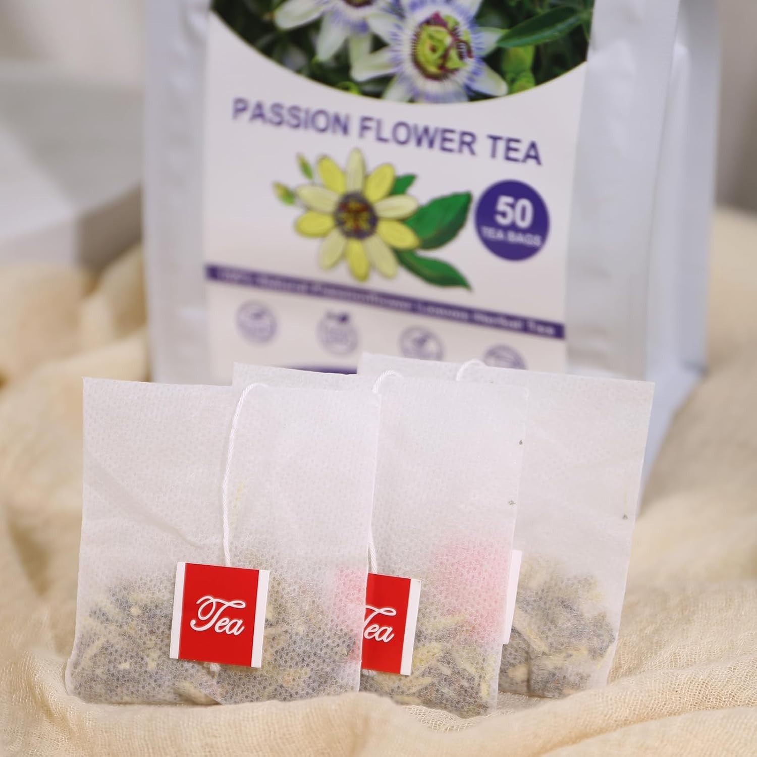 50 Count Passion Flower Tea – Pure Caffeine-Free Herbal Delight for Relaxation