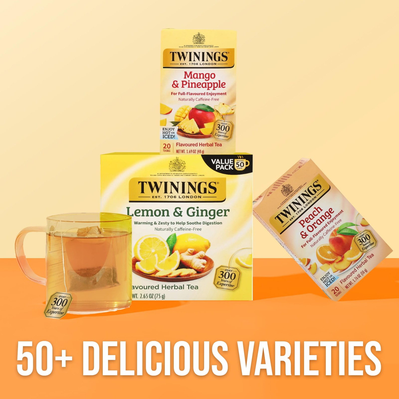 Twinings Mango & Pineapple Herbal Tea Individually Wrapped Bags, 20 Count Pac…