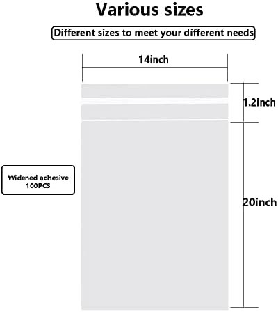 Keoferlo Self Adhesive Sealing Cellophane Bags 14 x 20-inch Large Packing Tshirt