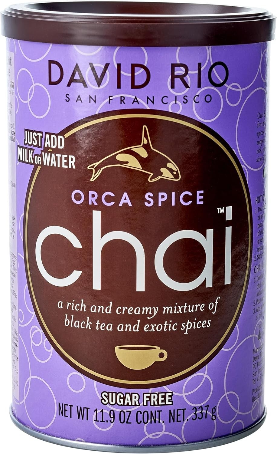 Orca Spice Reduced Calorie Chai Tea Latte Mix, 11.9 Oz, Black Tea, Organic Sp…