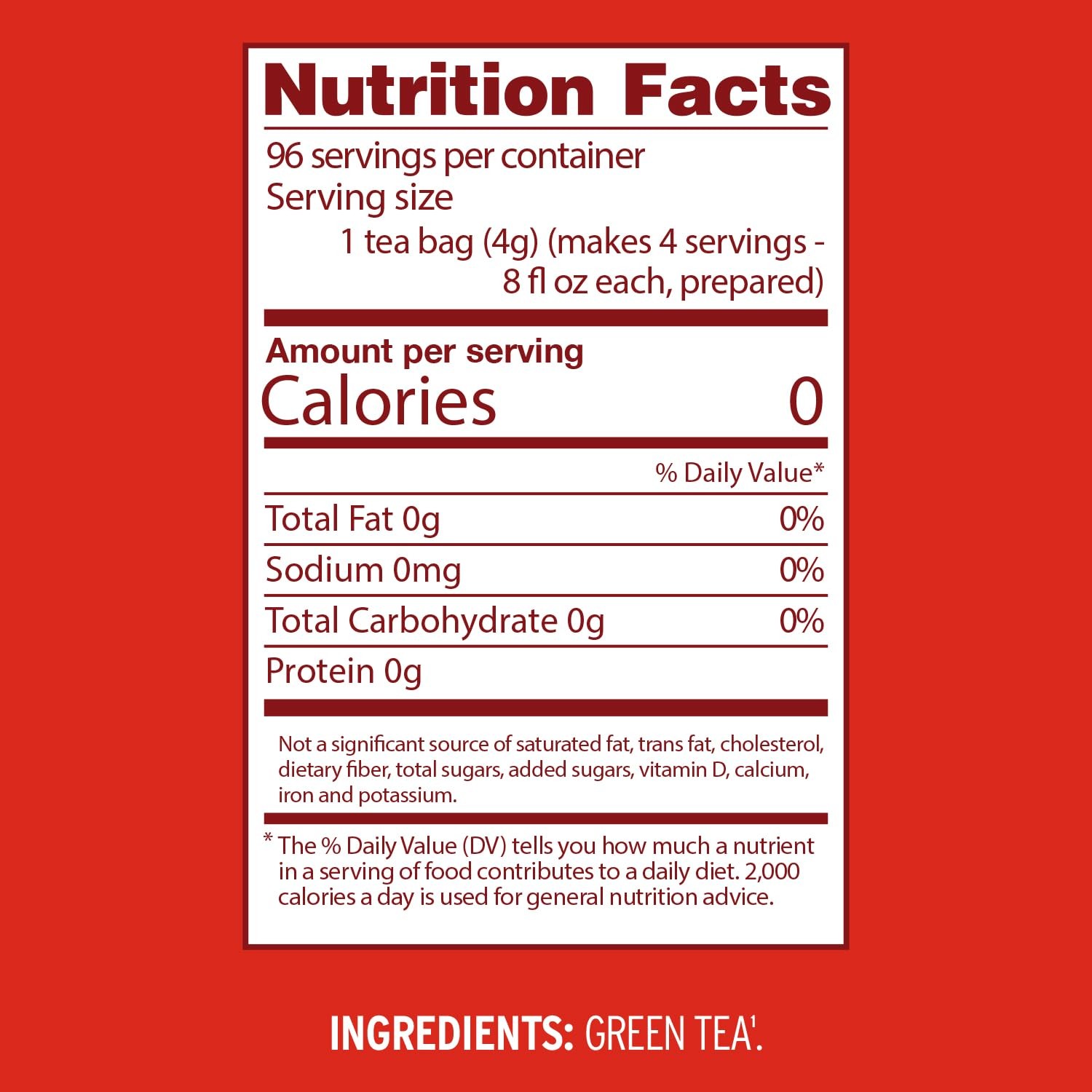 Green Tea Bags, Family Size, 24ct (Pack of 1)
