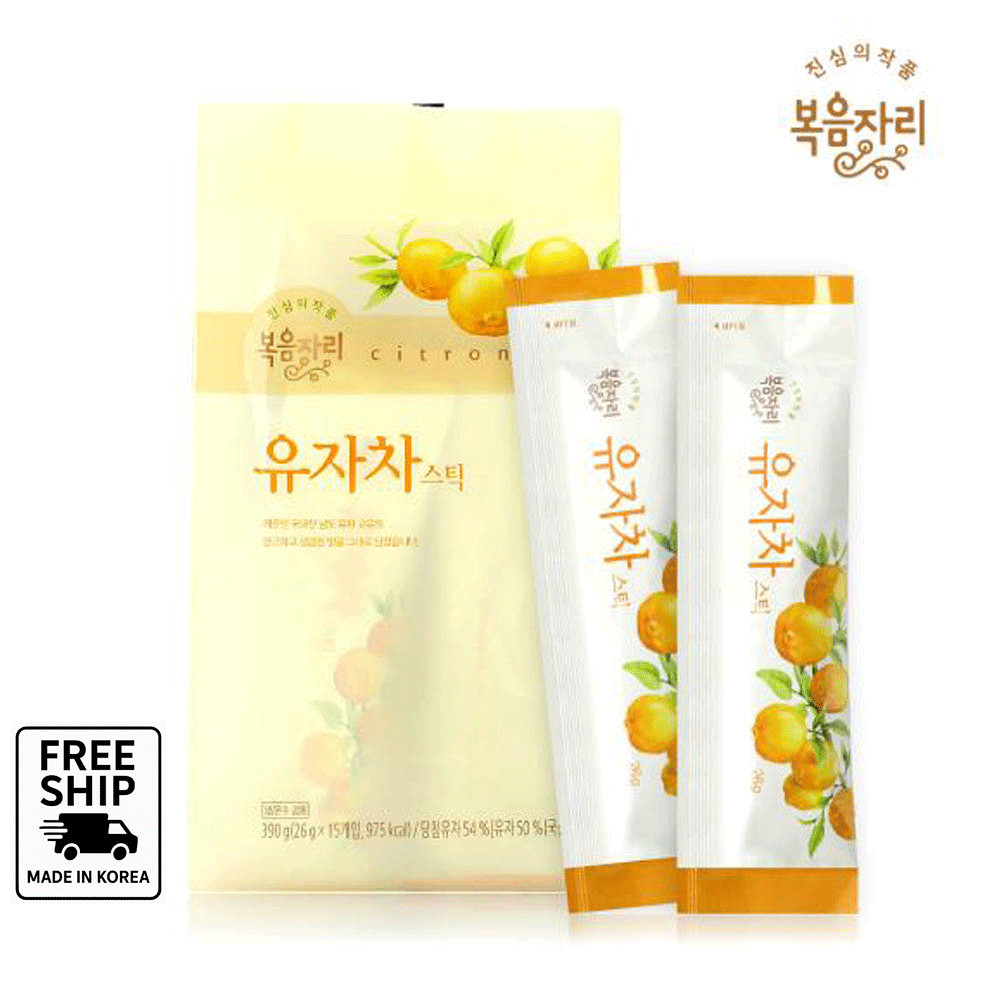 Bokumjari Citron Tea Sticks – 26g × 15 Packs | Korean Yuzu Tea | Hot & Iced