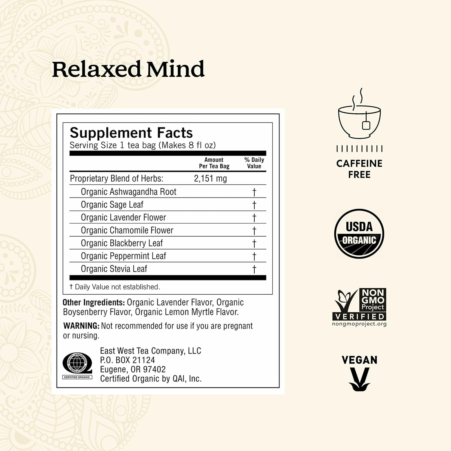 Yogi Tea Relaxed Mind Tea – 16 Bags per Pack (4 Packs) – Relaxing, Calming Organ