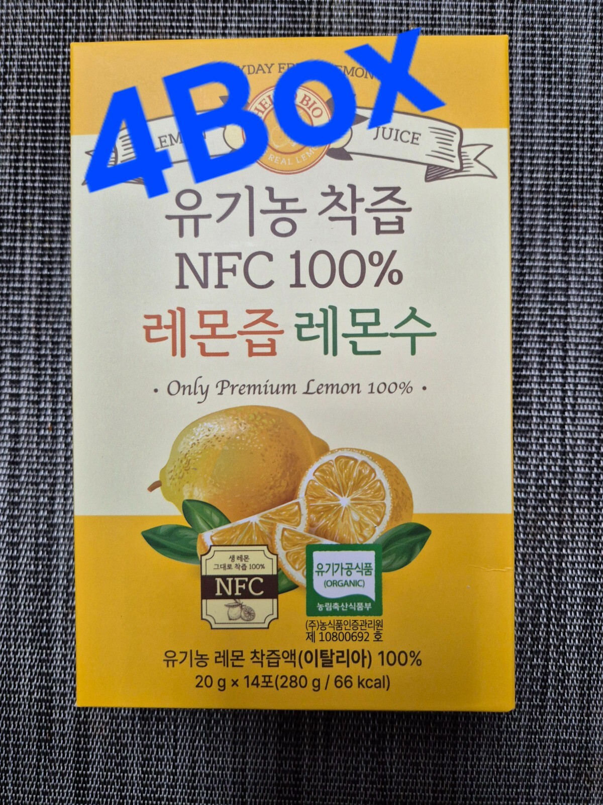 9.87oz(280g) NFC Organic 100% lemon juice 4Box