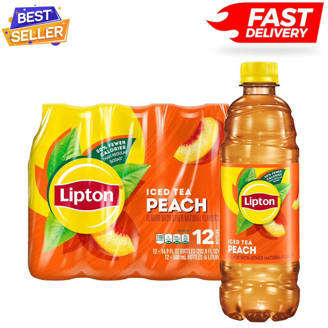 Lipton Peach Iced Tea, 16.9 Fl Oz Bottles (Pack of 12)