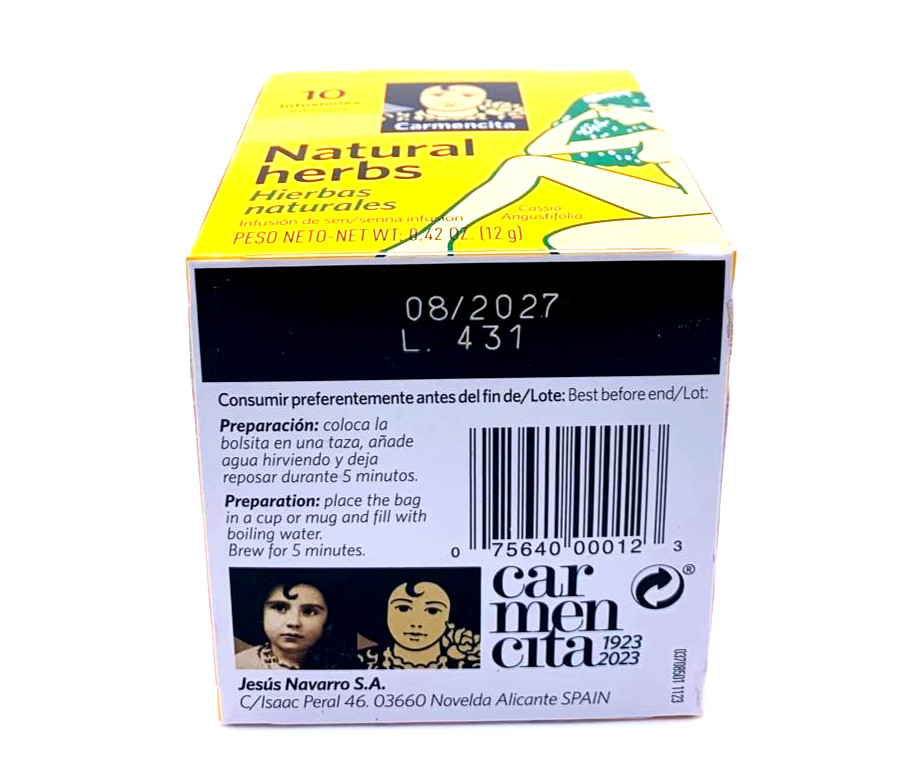 (3-Pack) Carmencita Natural Herbs Senna Tea 10 Bags Each Herbal Infusion