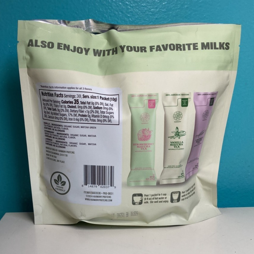 Harmony Matcha Tea Sealed NEW Sachets Lavender Vanilla Strawberry & Yuzu Honey