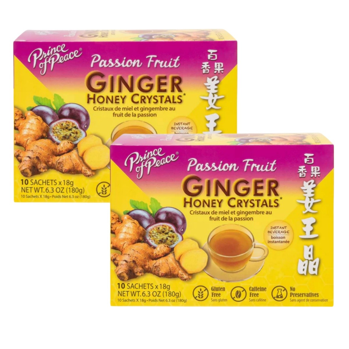 Passion Fruit Ginger Tea Ginger Honey Crystals, 10 Sachets -2 Boxes
