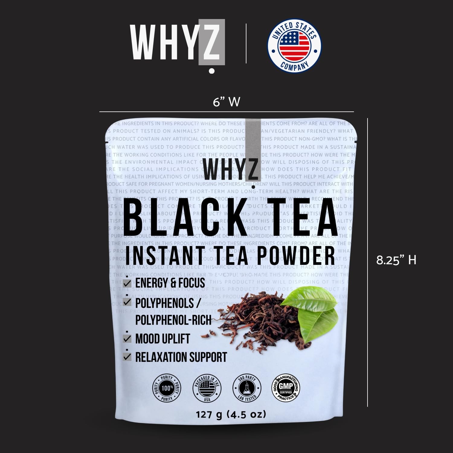 Instant Black Tea Powder, 4.5 Oz, Unsweetened Iced Tea Concentrate from Real Bla