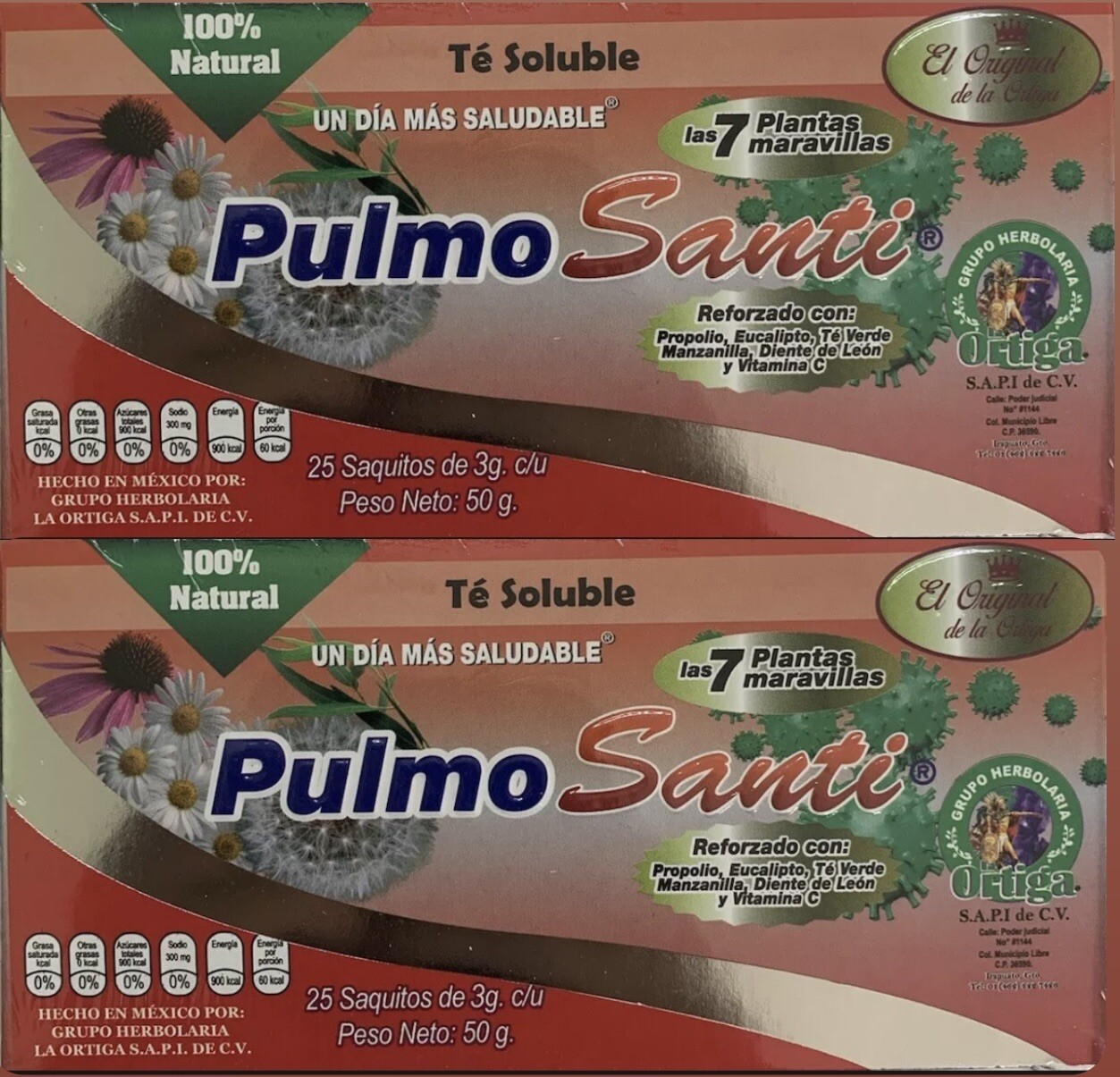 Te Pulmo Santi 50 Tea Bags Equinacea Eucalipto Diente De Leon Propolio Manzanill