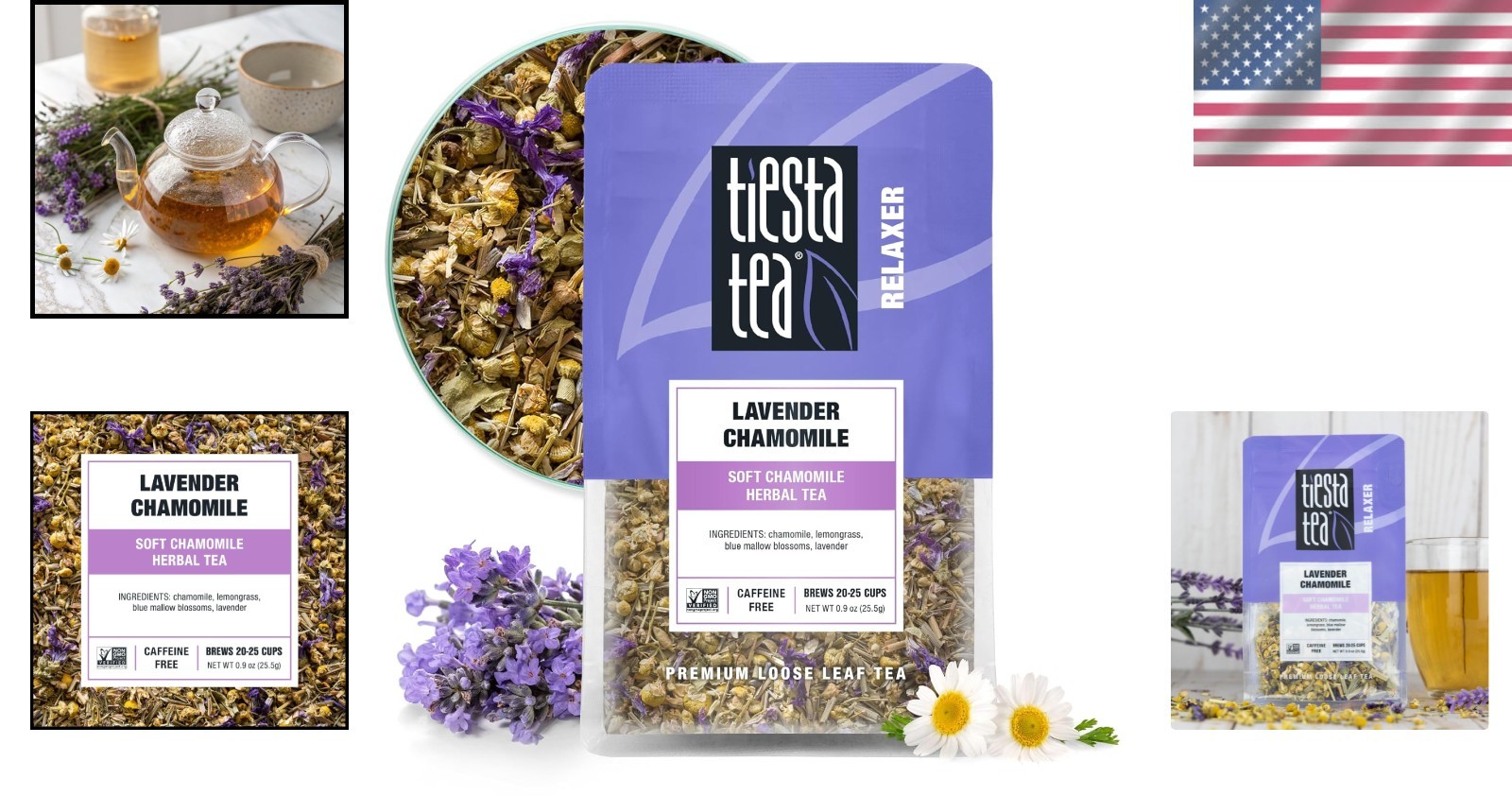 Herbal Tea Lavender Chamomile Loose Leaf Caffeine-Free Relaxing Blend