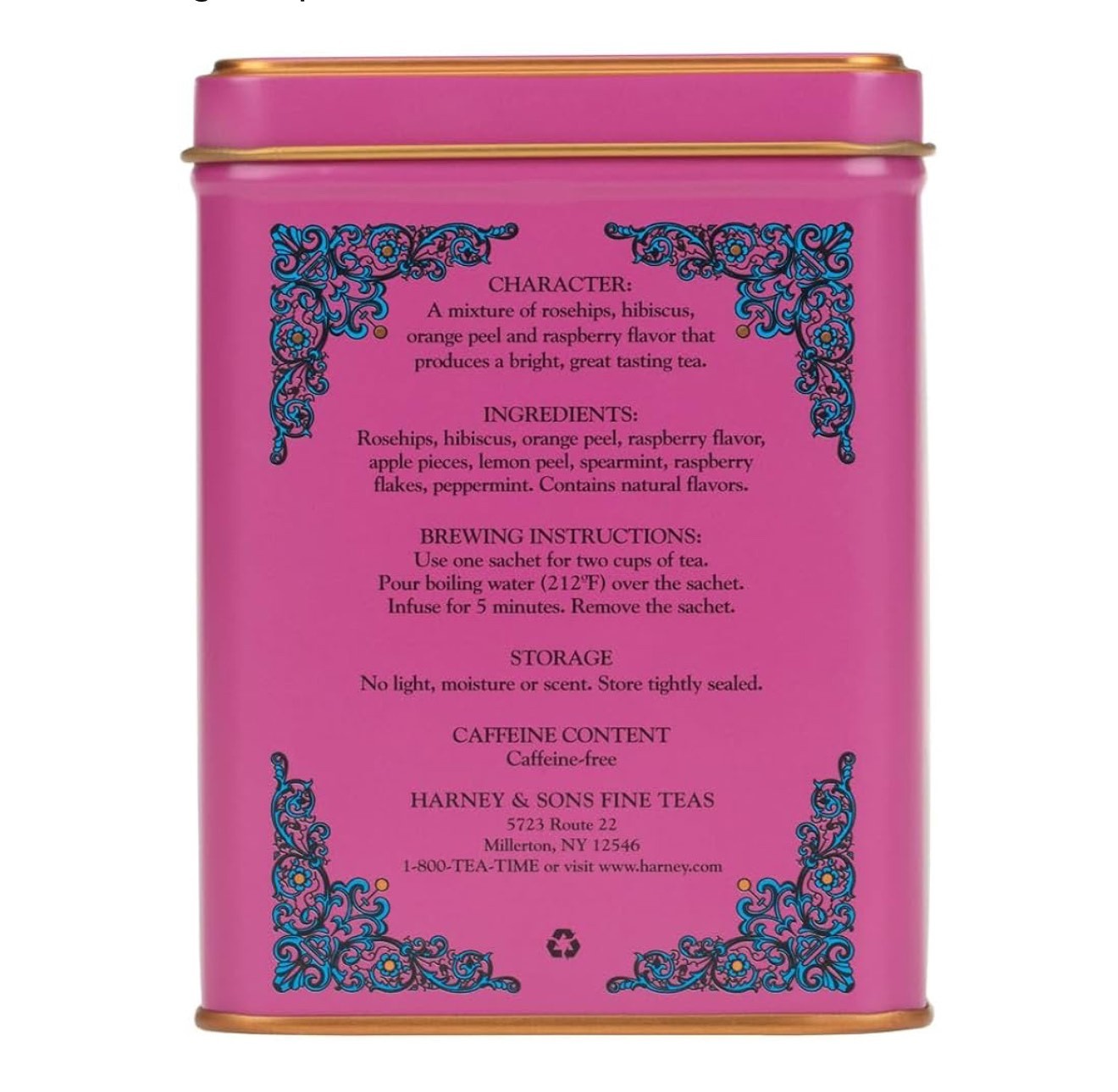 Harney and Sons Fine Teas Raspberry Herbal Tea 20 Sachets tin