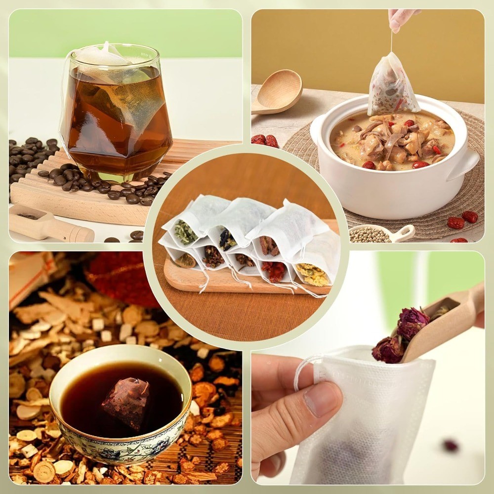 300-Count Empty Tea Bags with Drawstring, 3.54×2.75 Inch Fillable Sachets