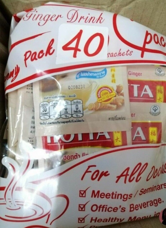 Hotta Ginger Tea Instant Ginger Herbal Drink 100% with Stevia 40,50 sachets Spas