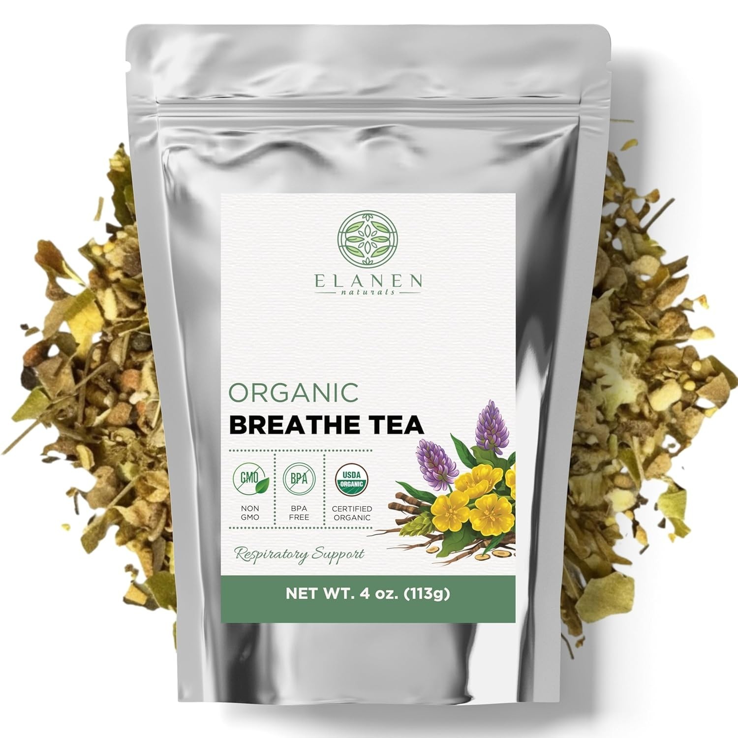 Organic Herbal Lung Tea for Respiratory Support with Mullein and Ginger