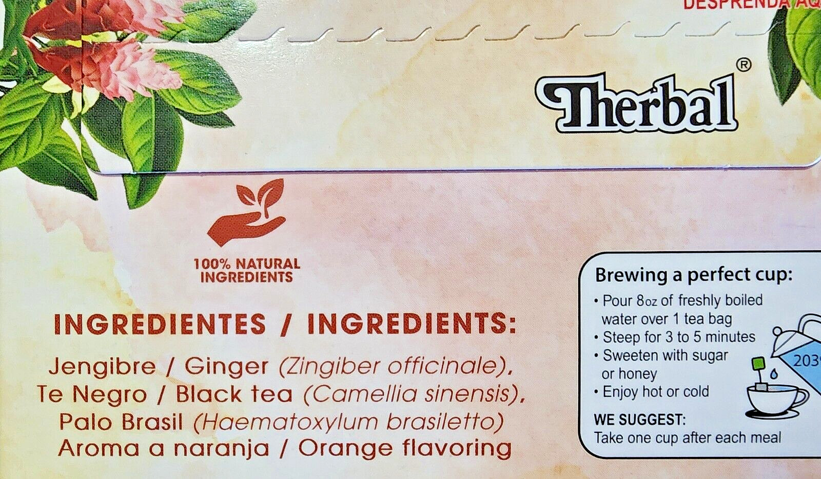 Ginger Herbal Tea ✅ (Te de Jengibre) 25 Tea Bags All Natural by Therbal