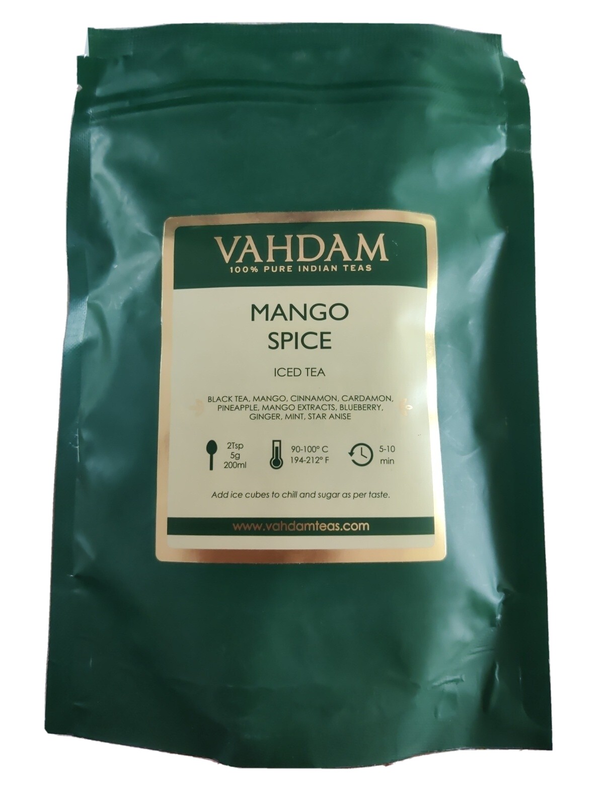 Vahdam Mango Spice Iced Tea 200 g / 7.05oz Black Tea Ginger Cinnamon EXP 12/23