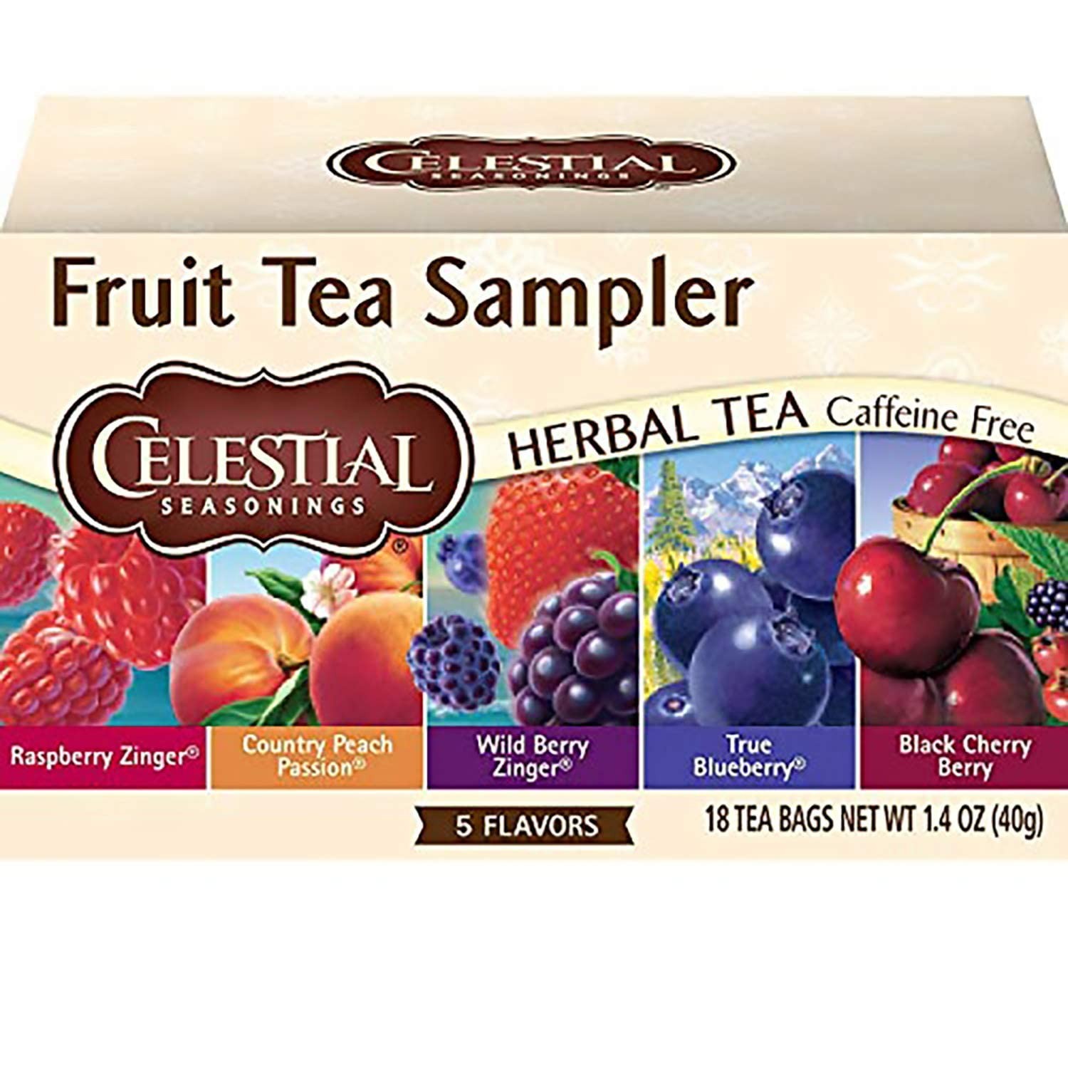 Elegant 18 Count Caffeine-Free Fruit Tea Sampler – Natural and Allergen-Free