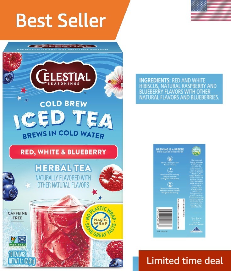 Red, White & Blueberry Cold Brew Iced Tea Bags – 18 Count for Refreshing Sips