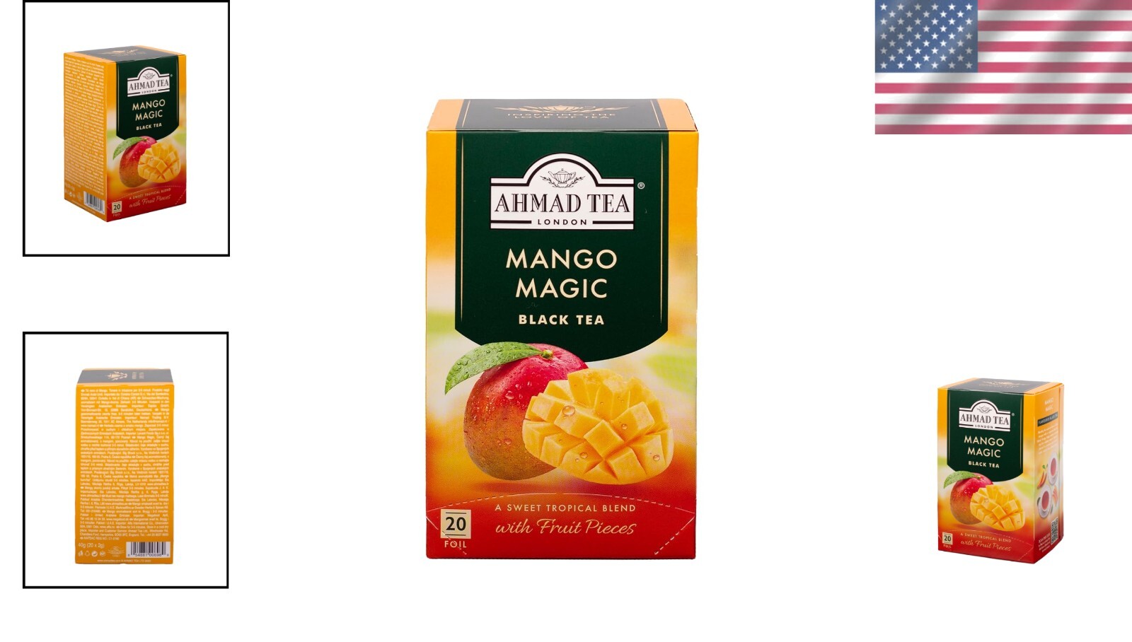 Premium Mango Magic Tea Bags – 20 ct Pack of 1, Caffeinated & Sugar-Free Delight