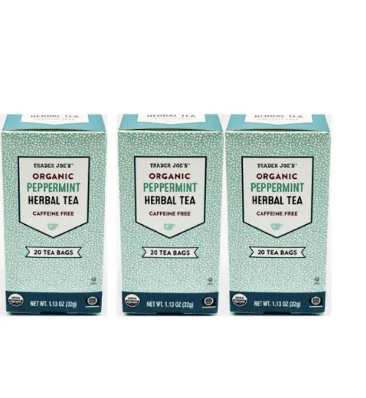 3 Packs Trader Joe’s Organic Peppermint Herbal Tea 20 Tea Bags 1.13 oz Each Pack