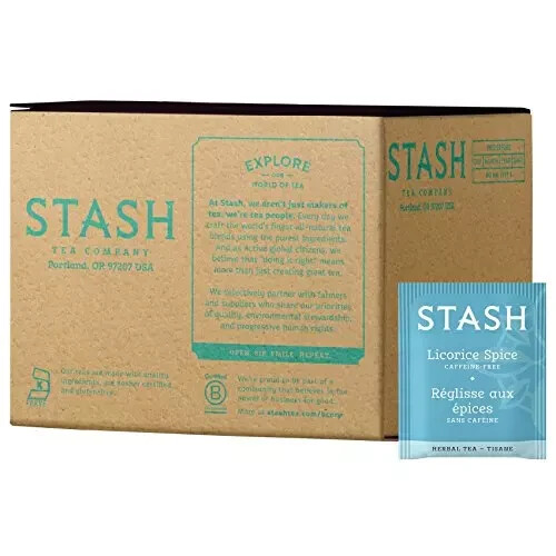 Stash Licorice Spice Herbal Tea 100 Tea Bags Caffeine Free Organic Flavor